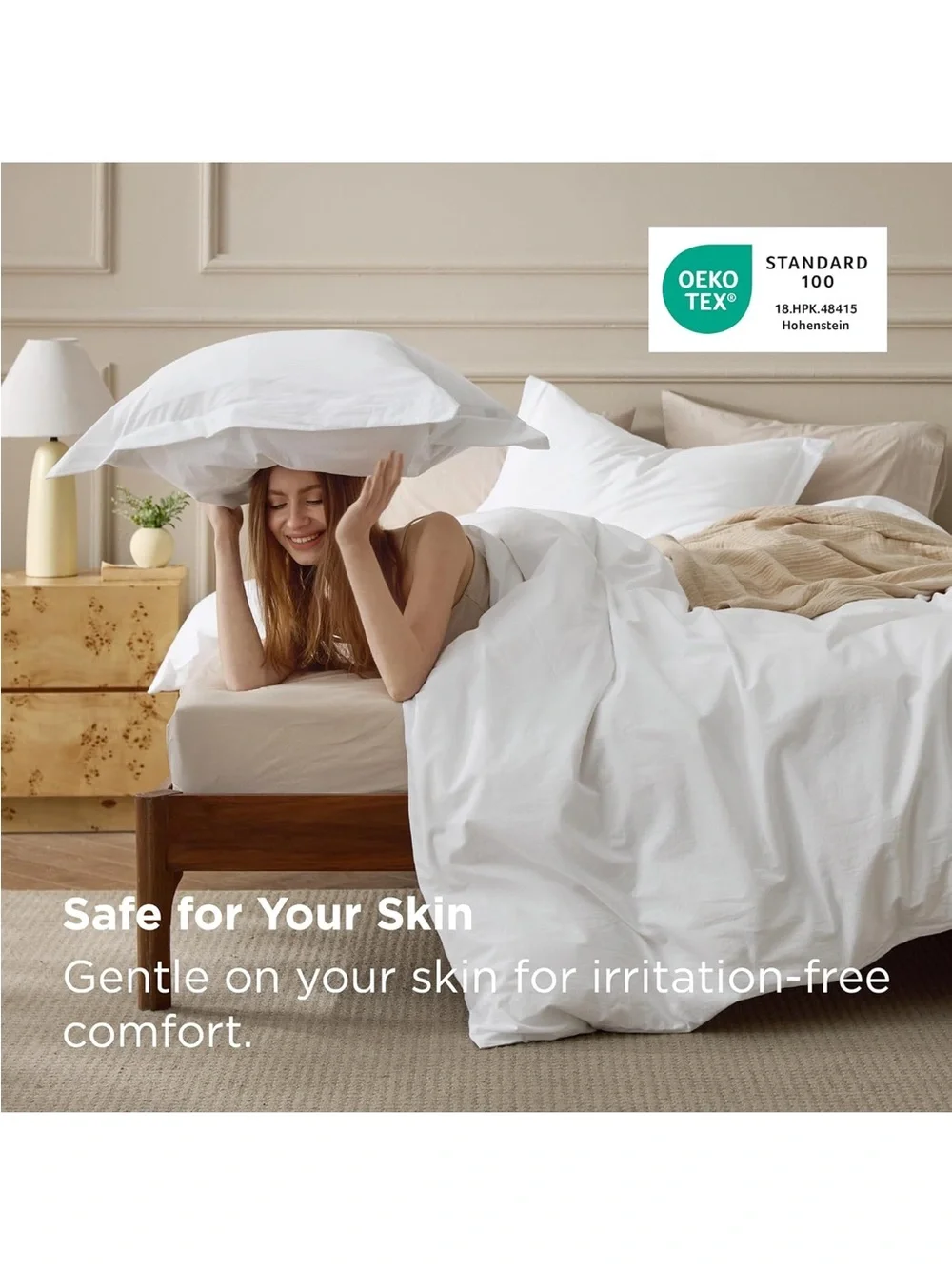 NEW Bedsure 100% Washed Cotton Duvet Cover Set (Natural White, Queen, 90